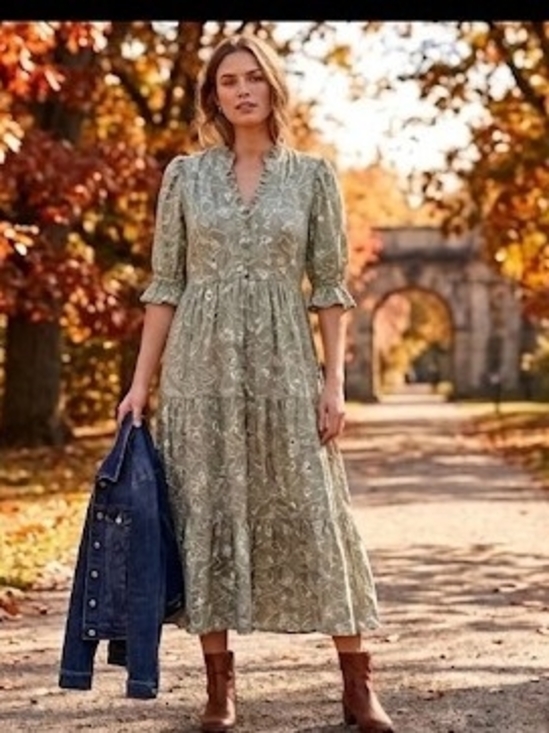 Baltic Born Dresses & Skirts - Baltic Born Sage Green Printed Midi Dress